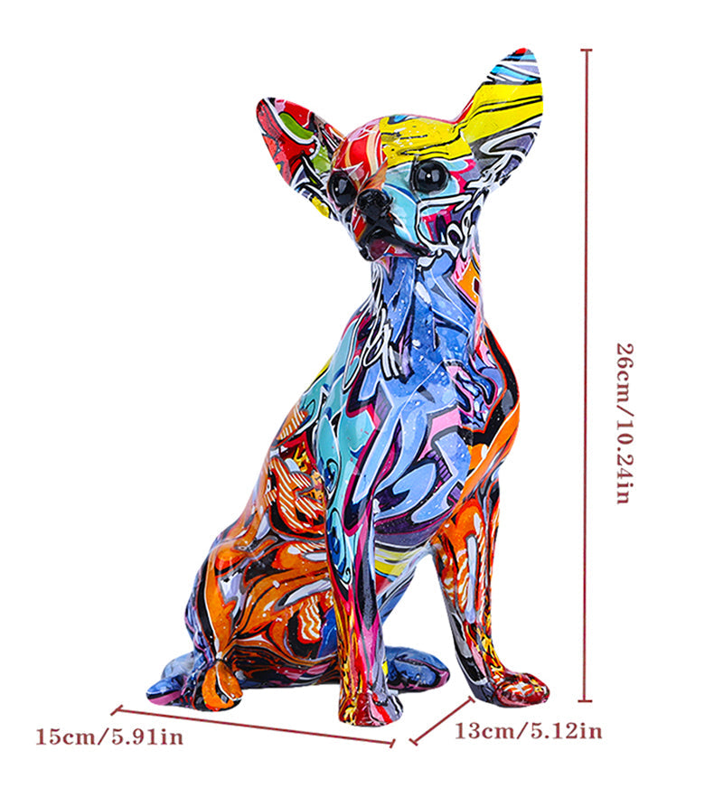 Modern Colorful Chihuahua Resin Dog Statue