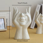 Ceramic Abstract  Human Face Flower Vase