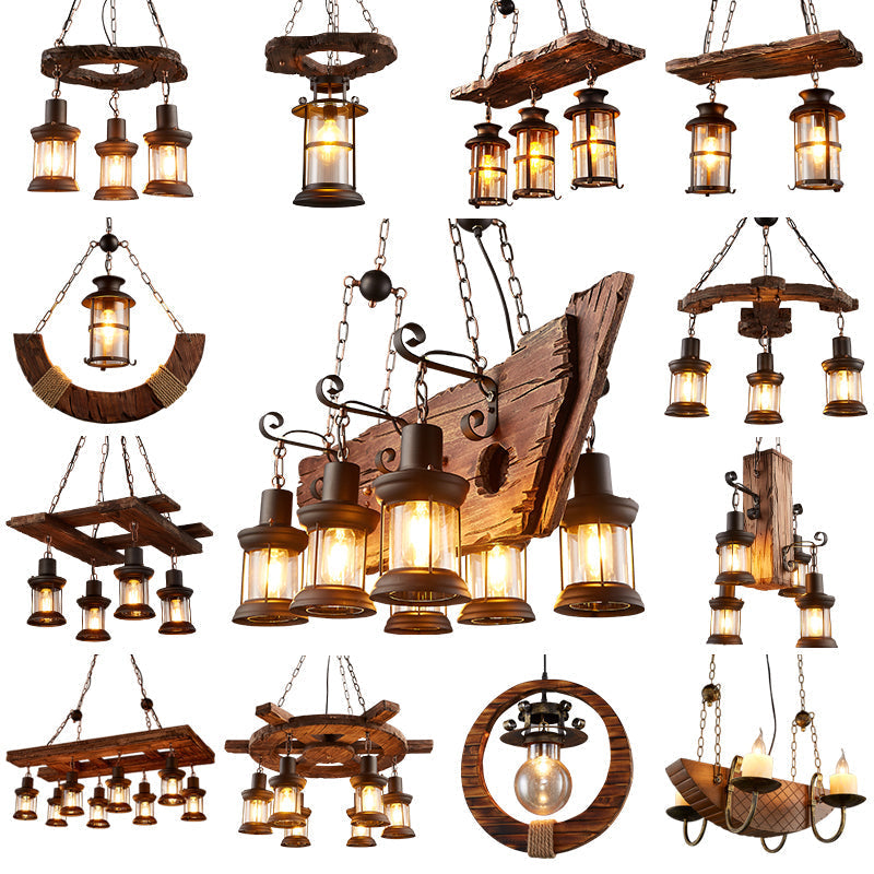 Retro Creative Wood Metal Vintage Pendant Lights