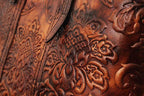 Handmade Vintage Genuine Leather Flower Pattern Women Bag