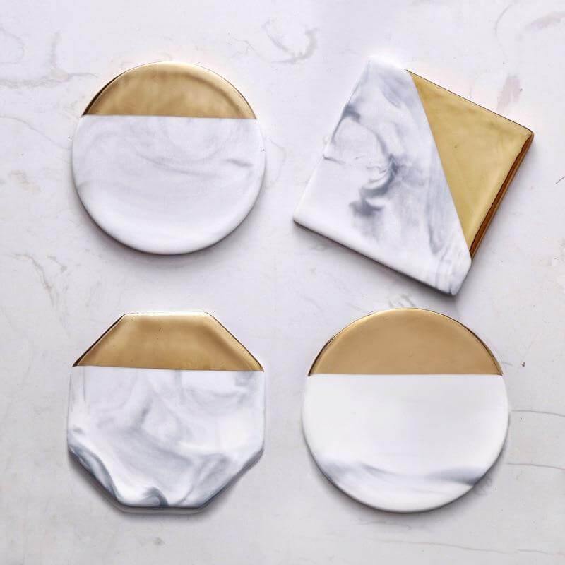 Luxury European Style Marble Stripes Ceramic Coaster