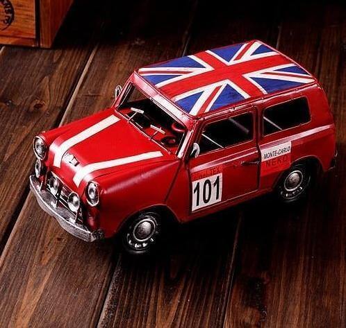 Vintage British Metal Iron Antique Shabby Car