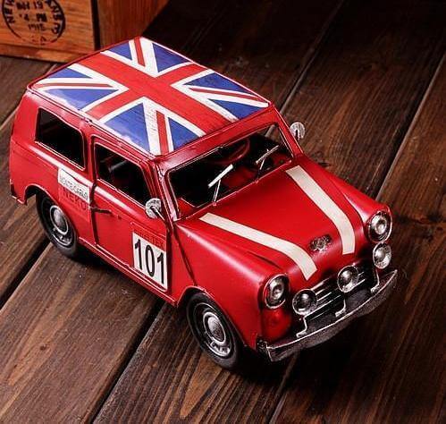 Vintage British Metal Iron Antique Shabby Car