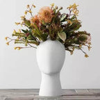 Creative Human Head White Black Decorative Ceramic Vase