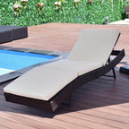 Outdoor Portable Adjustable Patio Sun Bed Pool Wicker Lounge Chair