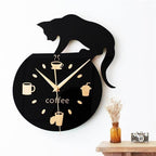 Black Cat Coffee Wall Clock