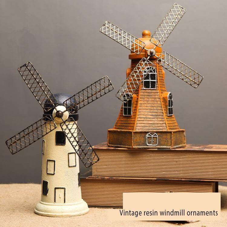 4 Colors Vintage Resin Windmill Ornaments Piggy Banks