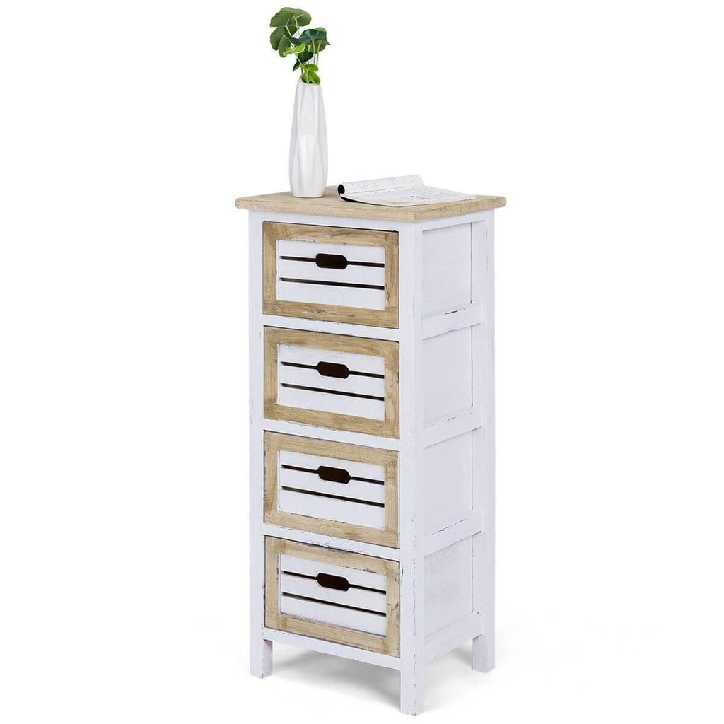 Modern Wooden Bedside Table Nightstand with 4 Drawers