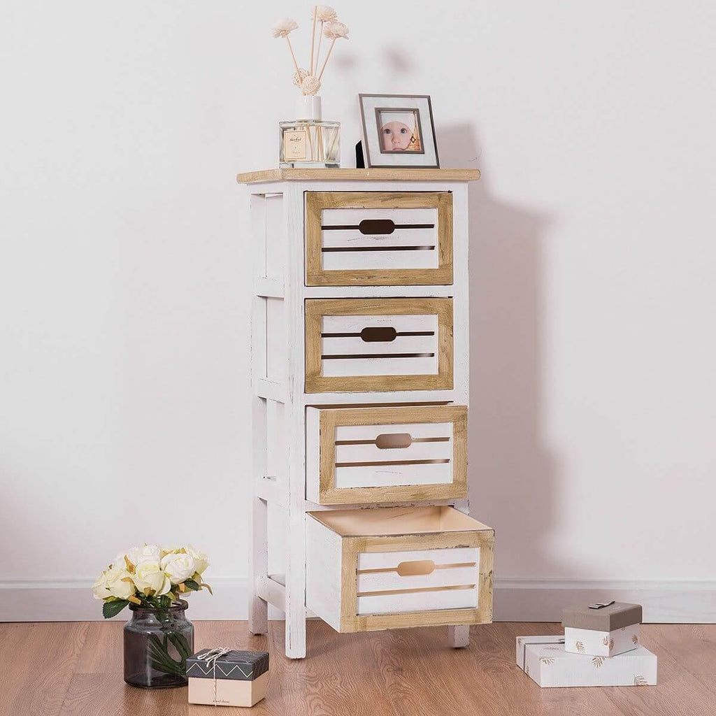 Modern Wooden Bedside Table Nightstand with 4 Drawers