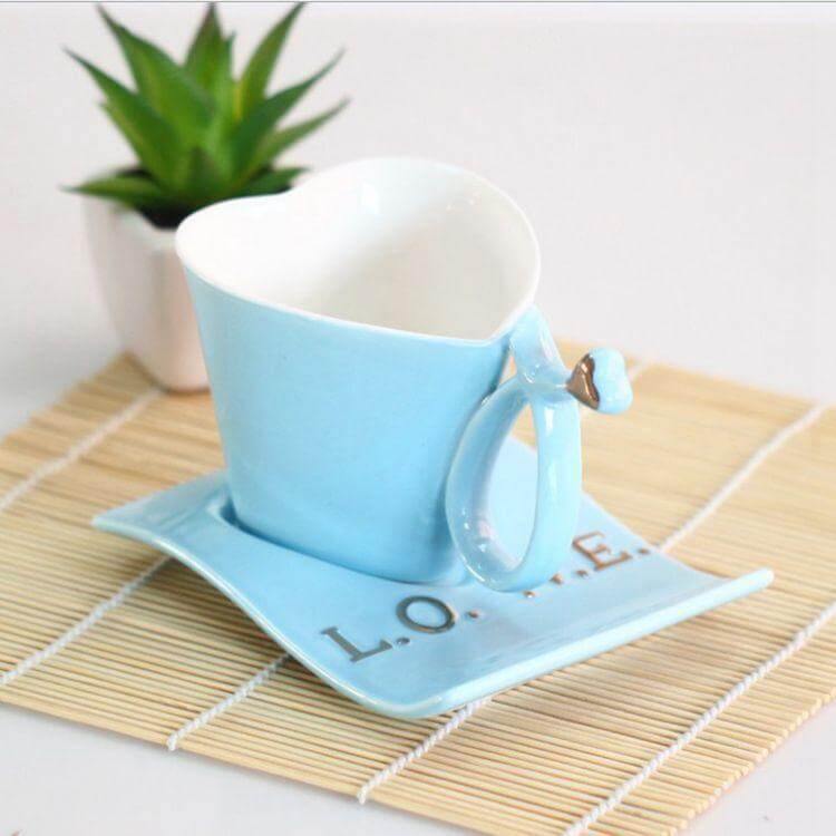 Heart Shaped Cute Ceramic Coffee Mug