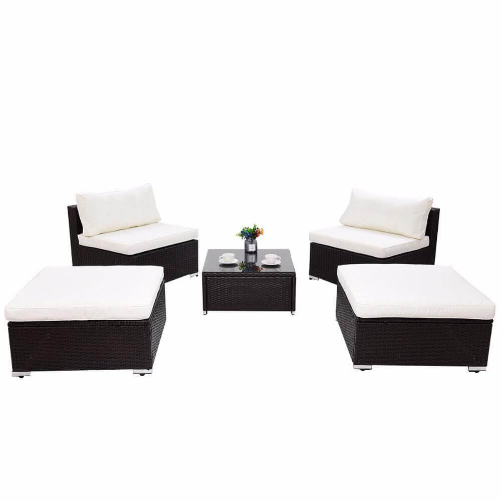 Modern 5 PC Patio Sectional Lounge Furniture