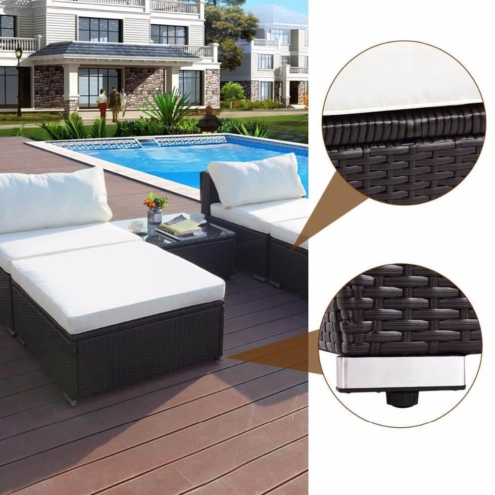 Modern 5 PC Patio Sectional Lounge Furniture