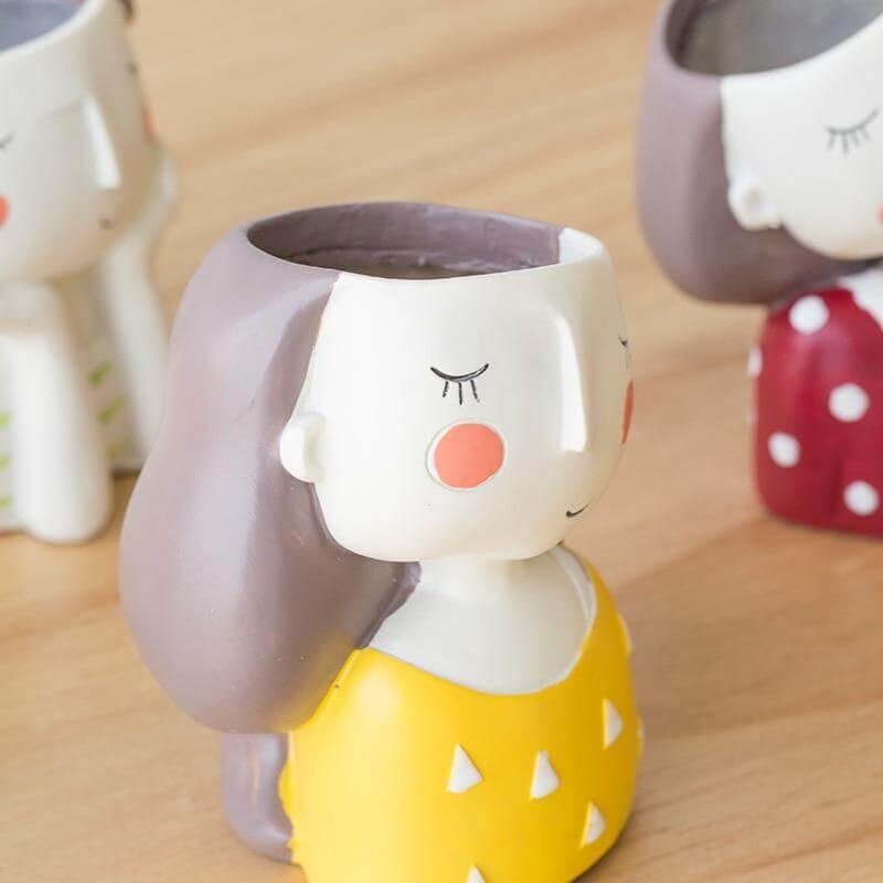 Cute Girl Flowerpot Home Decor Vase