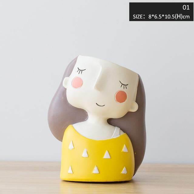 Cute Girl Flowerpot Home Decor Vase
