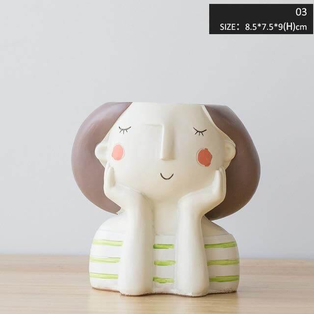 Cute Girl Flowerpot Home Decor Vase