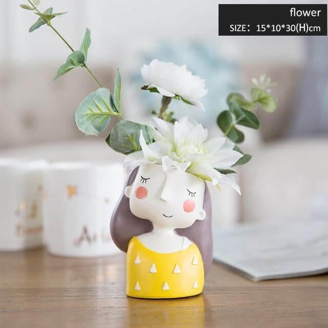 Cute Girl Flowerpot Home Decor Vase