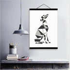 Nordic Style Canvas Cat Abstract Painting Poster Decor