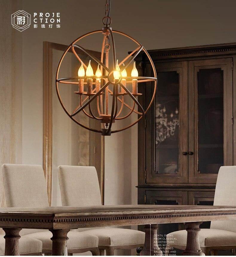 Loft Circular Globe Ball Iron Bird Cage Hanging Light Lamps