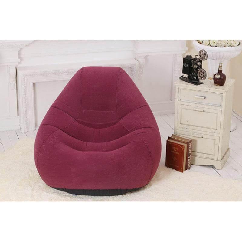 Flocking Single Lazy Inflatable Sofa Lounge Chair With Foot Pump