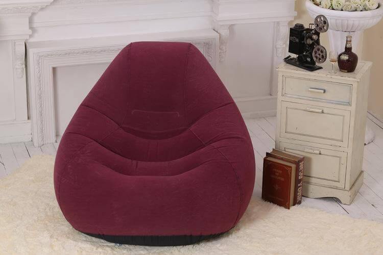 Flocking Single Lazy Inflatable Sofa Lounge Chair With Foot Pump