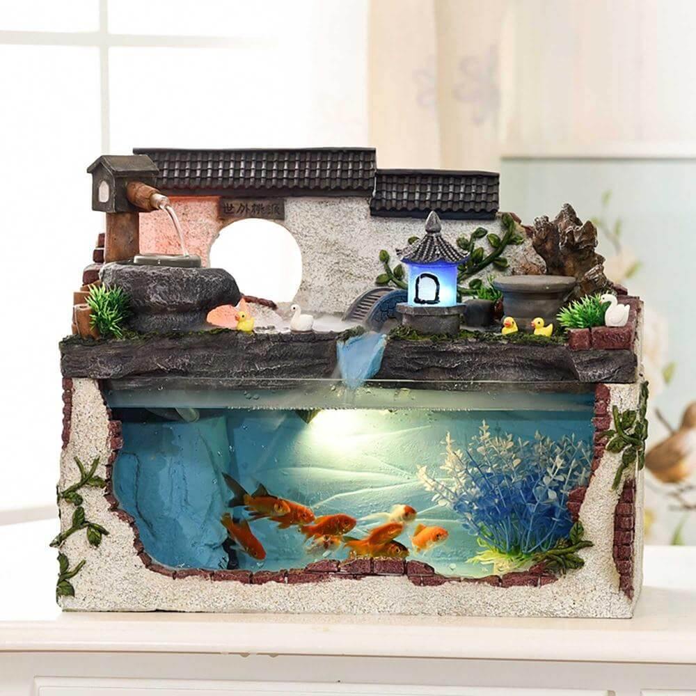 Tropical Fish Aquarium with Fountain
