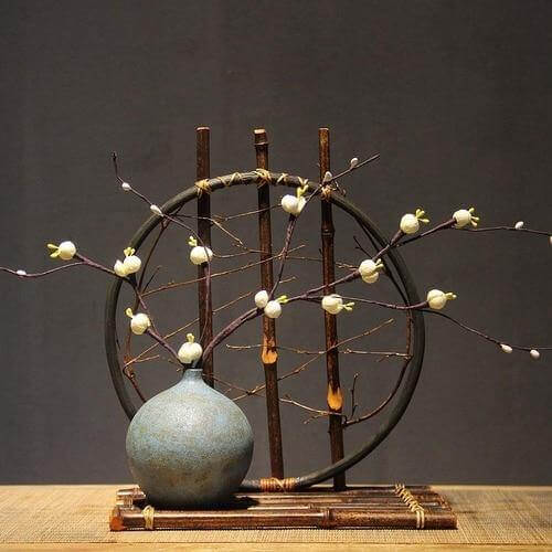 Handmade Bamboo Ceramic Flower Vase