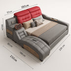 Massage System Smart Hidden Storage Leather Elegant Bed