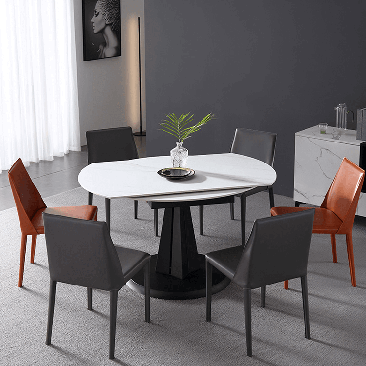 Luxury Extendable Oval Marble Rock Plate Modern Table