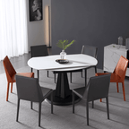 Luxury Extendable Oval Marble Rock Plate Modern Table