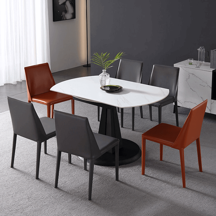 Luxury Extendable Oval Marble Rock Plate Modern Table