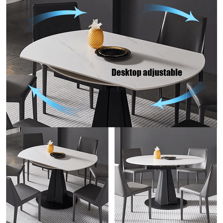 Luxury Extendable Oval Marble Rock Plate Modern Table