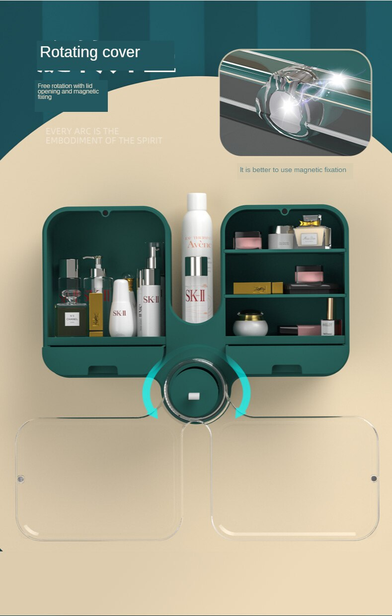 Wall-Mounted Large Capacity Pastel Makeup Organizer Box