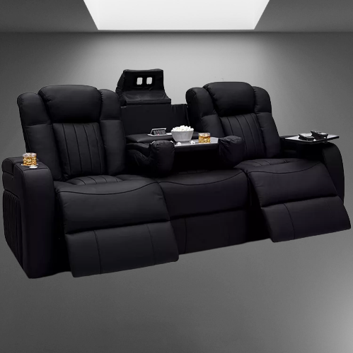 Leather Electric Power Reclining Cinema Sofa