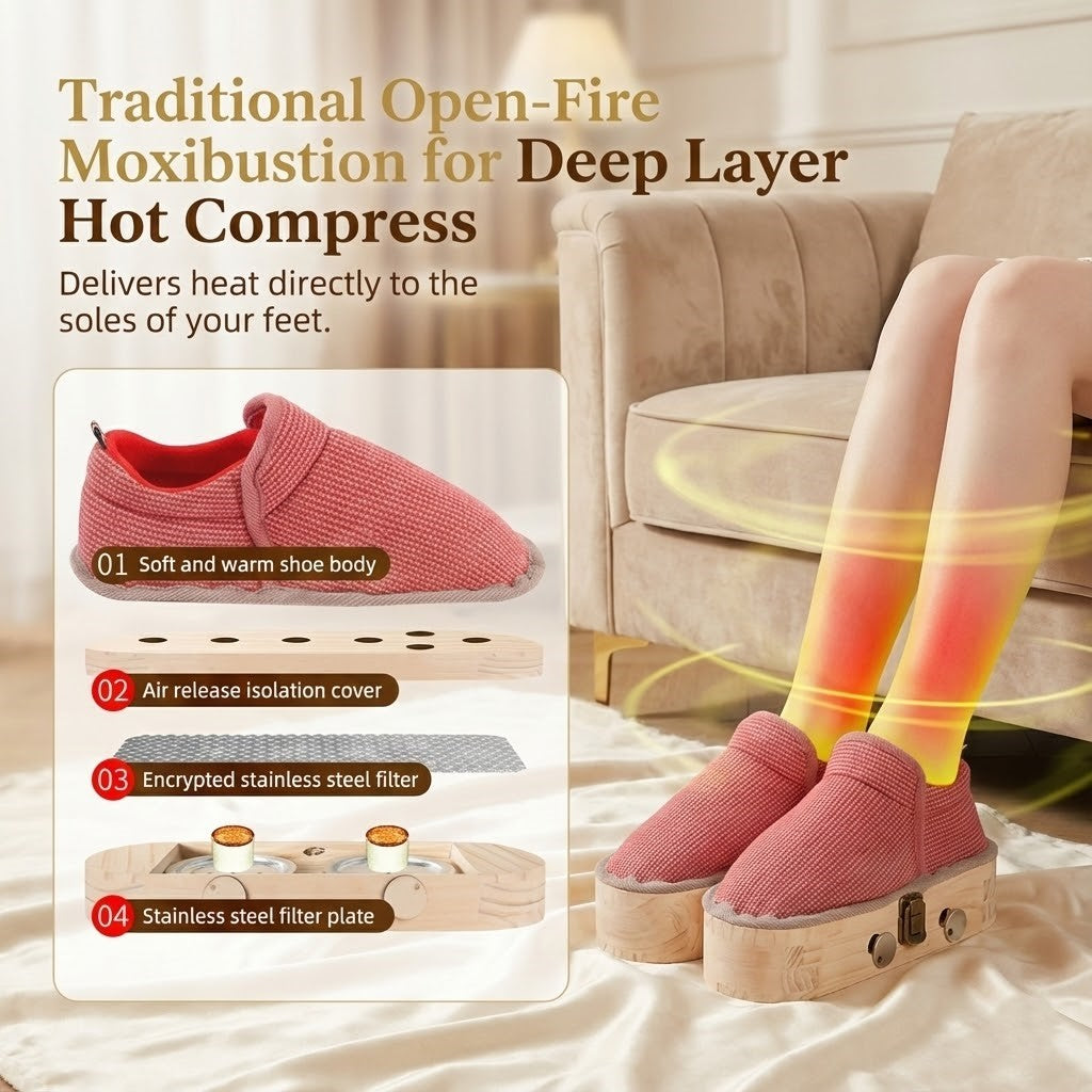 Natural Wood Herbal Heat Circulation Therapy Boots