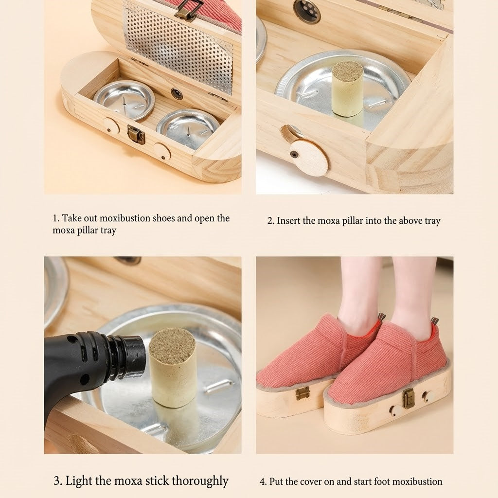 Natural Wood Herbal Heat Circulation Therapy Boots